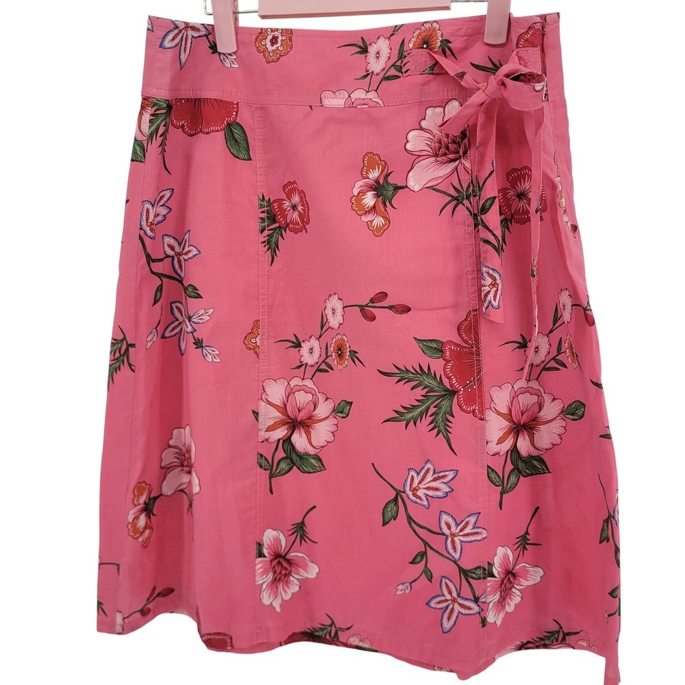 NEW Tommy Hilfiger Pink Floral Cotton A-Line Skirt Tropical Hibiscus Size 12 NWT
